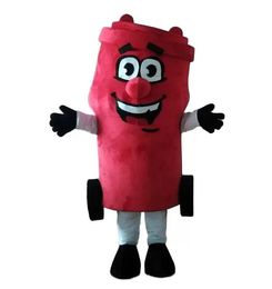 Halloween red garbage can Mascot Costume Top quality Cartoon ashcan Plush Anime theme character Christmas Carnival Adults Birthday Party Fancy Outfit
