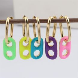 Hoop & Huggie Colourful Enamel Rainbow Earrings French Elegant Dangle For Women Hoops Jewellery 2021321B