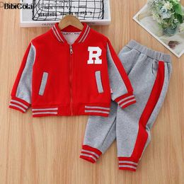 Clothing Sets Children's autumn winter clothing Wool thick suit Children's jacket+pants 2-piece children's warm Sportswear Z230719