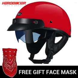 Motorcycle Helmets Casco Moto Helmet Retro Half Scooter Face Motorbike Crash Motocross 4 Seasons DOT Certification