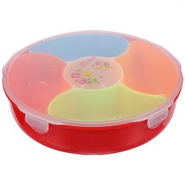 Dinnerware Sets 1Pc Compartments Candy Plate Home Snack Tray Plastic Storage Container (Red)