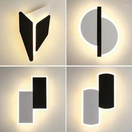 Wall Lamp Modern Minimalist Lamps Home Decor Living Room Bedroom Bedside A110-240V Led Sconce Black White Light Aisle Decoration