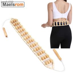 Wood Back Massage Roller Rope Wood Cellulite Massager Tools Self Massage Device For Neck Leg Back Waist Pain Relief L230520