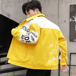 Men's Trench Coats Hop Spring Jackets Hip Men Windbreaker Patchwork Autumn Casual Couple Thin Jacket Loose Large Size Zipper Coat Streetwear