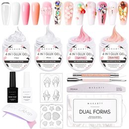 Nail Treatments Makartt Solid Builder nail gel kit for nail extension integrated hard gel nail kit with gel base top coating UV LED nail light 230718