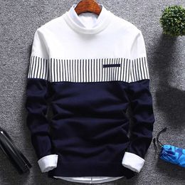 Men's Sweaters Mens Sweaters 2023 Autumn Winter New Knitted Sweater Men Long Sleeve Striped Sweaters Solid Slim Fit Men Pullover Sueter Hombre L230719