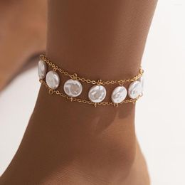 Anklets 2023 Boho Kpop Baroque Pearl Chain Anklet For Women Wedding Bridal Summer Beach Ankle Bracelet On Leg Barefoot Y2K Jewellery