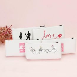 Leather Pencil Case Creative Cute Zipper Student Bag Office School Supplies Girl Stationery Gift