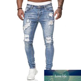 New Fashion Streetwear Mens Jeans Destroyed Ripped Design Pencil Ankle Skinny Men Full Length Hole Jeans2517