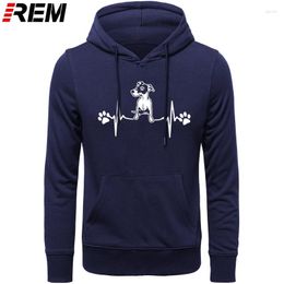 Men's Hoodies REM Jack Russell Heartbeat Men Long Sleeve Cotton Animal Funny Man Dog Clothing Sweatshirts