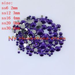 1000-10000pcs bag 2-6mm Violet Resin Crystal Rhinestones FlatBack Super Glitter Nail Art Strass Wedding Decoration Applique Non Ho2902