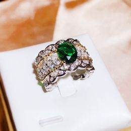 Jewellery lady wedding ring emerald green crystal zircon diamond gold plated ring mother birthday gift party Jewellery adjustable