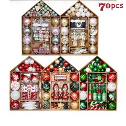 Party Decoration 70pcs Christmas Ornaments Set Tree Hanging Balls Bauble Pendants Xmas Decor For Noel Year Gift