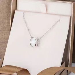 Women Luxury Brand 925 Silver Necklace Designer Classic Rose Gold Silver Black Ceramic Spring Style Pendant Necklaces Gift For Friend Chain