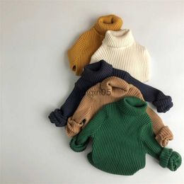 Pullover 1-8T Toddler Kid Baby Boys Girls Winter Clothes Turtlenect Knit Pullover Top Thcik Warm Children Sweater Casual Infant Knitwear HKD230719