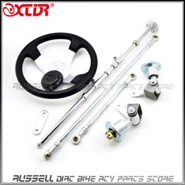 All Terrain Wheels Parts 168cc Go Karting Kart ATV Front Steering Gear Rack Joint Tie Rod Assy & 5 Inch 6 Strut Knuckle Spindle Flange Wheel