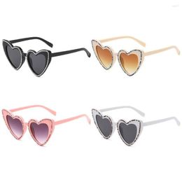 Sonnenbrillen, schwarze herzförmige Brillen, Kostüme, glänzende Sonnenbrillen, Unisex