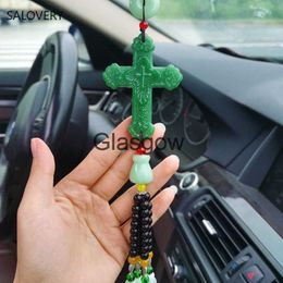 Interior Decorations 2022 New Car Accessories Interior Creative and Exquisite Crystal Cross Car Pendant Novel Jade Cross Glass Decoration for Car x0718