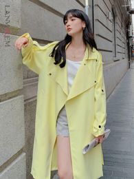 Women's Trench Coats LANMREM Designer Women Coat For Lapel Single Breasted Long Sleeves Belt Korean Clothing 2023 2YA4025