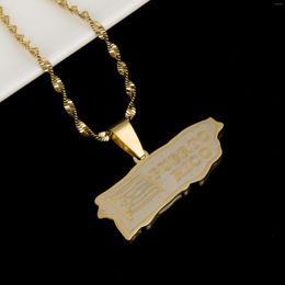 Pendant Necklaces Stainless Steel Gold Colour Puerto Rico Map Trendy Ricans Chain Jewellery