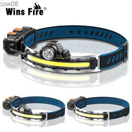 Headlamps New D XPG+COB Sensor Headlight Zoom Floodlight Headlamp Dual Light Source Type-C Rechargeab Work Light Outdoor Fishing HKD230719