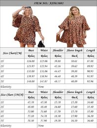 Wholesale Fast Shipping Plus Size Dress Women Leopard Shirt Dress With Ruffle