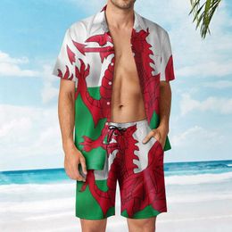 Men's Tracksuits Wales Flag Leisure Beach Suit Creative 2 Pieces Vintage