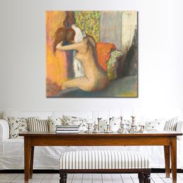 Edgar Degas Bathing Women Canvas Art After the Bath Woman Drying Her Neck Handmade Oil Painting Bathroom Decor