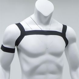 Mens Lingrie Adjustable Male Sexy Costumes Body Chest Harness Belt Gay Bondage Elastic Shoulder Muscle Support Brace Night Perform2868