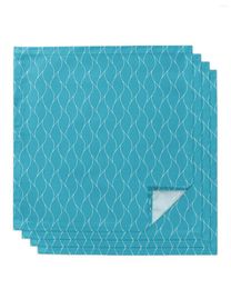 Table Napkin Blue Wavy Pattern Texture Napkins Cloth Set Handkerchief Dinner For Wedding Banquet Party Decoration