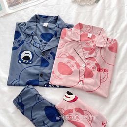 Women's Sleepwear Matching Pijama Couple Lovers Homewear Strawberry Bear For Men Women Girls Short Sleeve Cosy Cotton Nightwear Leisure