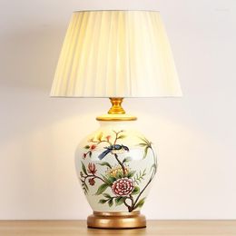 Table Lamps El Living Room Ceramic Lamp Villa Bedroom Study Bedside Chinese American Flower And Bird Wholesale Model