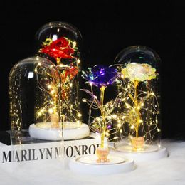 Decorative Flowers & Wreaths Artificial Roses LED String Lights Glass Dome-A Gift For A Female Mother Her Birthday Wedding Anniversary Room