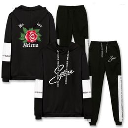 Men's Tracksuits 2023 Selena Quintanilla Cool Print Raglan Sweatshirt Suits Harajuku Winter Sport Stylish Hoodies Long Pants Sets Kawaii