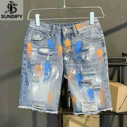 Men's Jeans 2022 Mens pants Shoes shorts Jean Coconut trees graffiti ripped capris shkinny Jeans Designers Men S Clothing Z230719