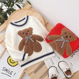 Pullover 2022 Autumn Winter Girls Boys Cute Cartoon Bear Sweaters Baby Kids Children Knitting Shirt HKD230719