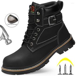 Boots Work Men Safety Shoes High Top Indestructible Male Anti-Smash Sneakers Steel Toe