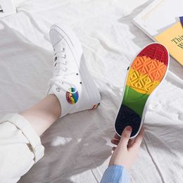 Women's Fashion 2020 Vulcanised Shoes Woman Sneakers New Rainbow Retro Canvas Shoes Flat Fashion Comfortable High Shoes Women Y0907