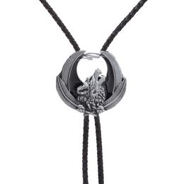 Bolo Ties New animal wolf shirt leather rope bolo tie western cowboy bolo tie HKD230720