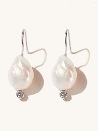 Dangle Earrings 925 Sterling Silver Freshwater Baroque Pearl CZ Hook For Women Elegant Fashion Party Jwelery