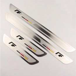 R Style thin stainless steel welcome pedal door sill strip for VW Volkswagen Magotan Bora Sagitar CC Golf Car Accessories2545