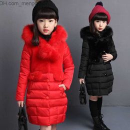 Down Coat 2023 Winter Girls' Warm Jacket Fashion Fur Hooded Children's Clothing Children's Cotton Lining Park Z230719