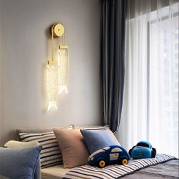 Wall Lamp Acrylic Crystal Pisces Style Living Room Bedroom Bedside Nordic Creativity Decor Three-color Light