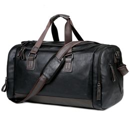 Duffel Bags Men's PU Leather Gym Bag Sports Bags Duffel Travel Luggage Tote Handbags for Male Fitness Men Trip Carry Shoulder Bag travel bag 230719