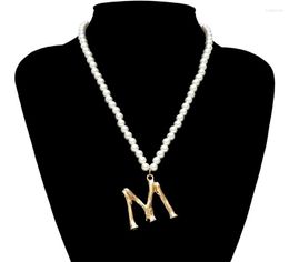 Pendant Necklaces Real Pearl Goth Letter Necklace Statement Jewellery Alphabet A-Z Initial For Women Girls Choker