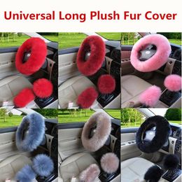 2022 Universal 3pcs set Fur Wool Furry Fluffy Thick Car Steering Wheel Cover Winter Faux fur Warm with 40 days around Express boat241C