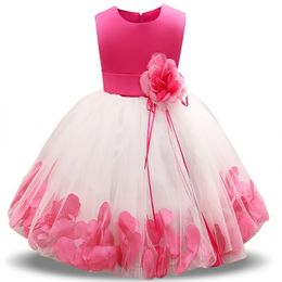 2021 Girls Rose Petal Hem Cute Princess Floral Dress Kids Christmas Dresses For Girl Wedding Birthday Vestidos Party Dress 4-10Y