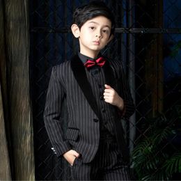 Men's Suits & Blazers 2021 High Quality Black Pinstripe Little Boy Formal Groom Wear 3 Pieces Set For Wedding Dinner Party Ch206p