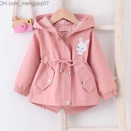 Coat 1-7 year baby girl jacket Spring/Summer casual windproof children's jacket Cute rabbit hooded baby jacket Children's clothing Z230719