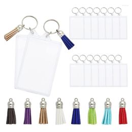 Keychains 16 Sets Acrylic Po Frame Keychain With Tassels Rectangle Blank Keyring Tags Making Ornaments DIY Picture Craft